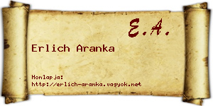 Erlich Aranka névjegykártya